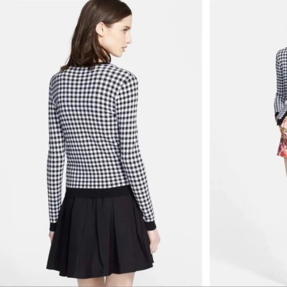 Red Valentino gingham button down sweater top